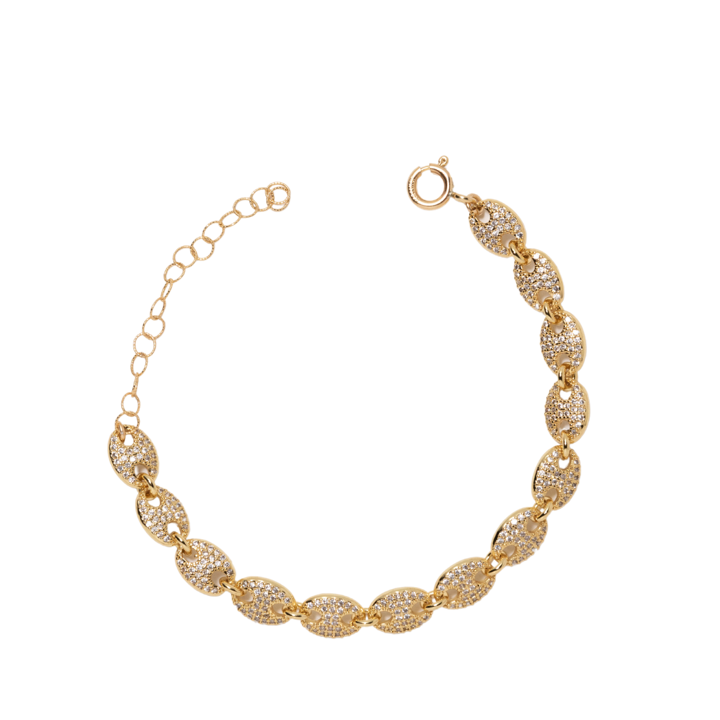 Vera Two Tone CZ Link Hinged Bracelet main image 1
