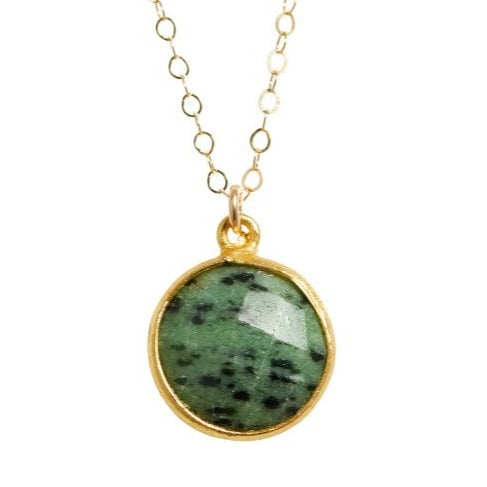 Coin Necklace in Ruby Zoisite