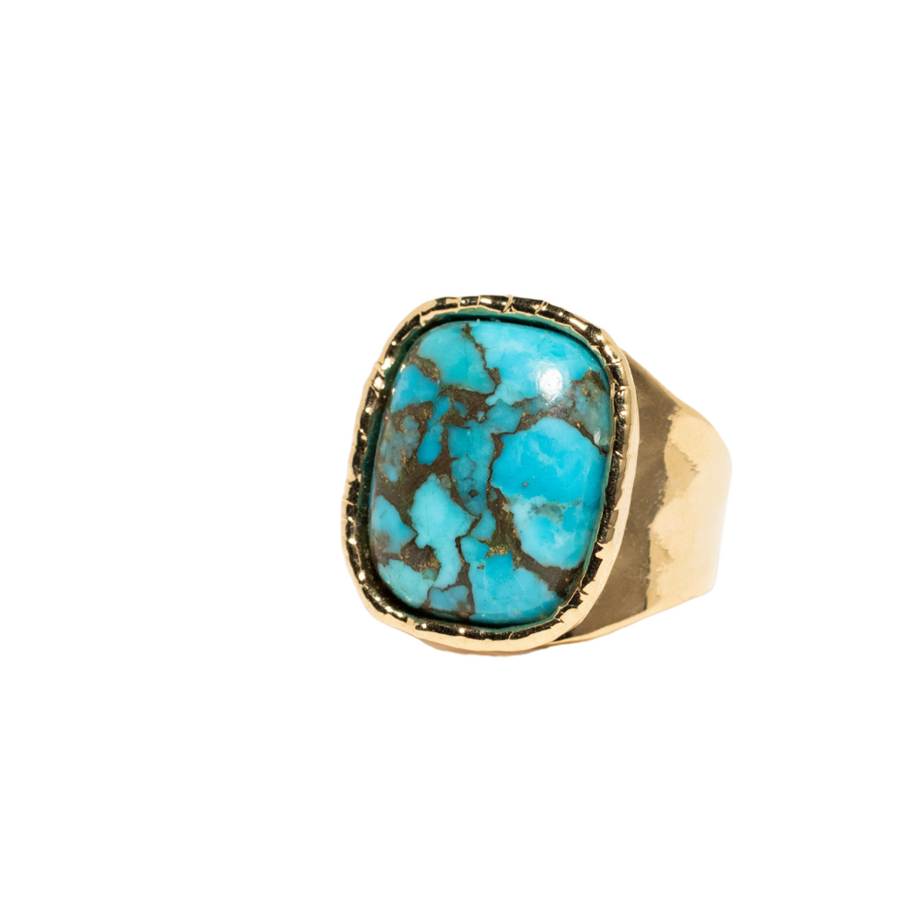 Cushion Cut Turquoise Cocktail Ring