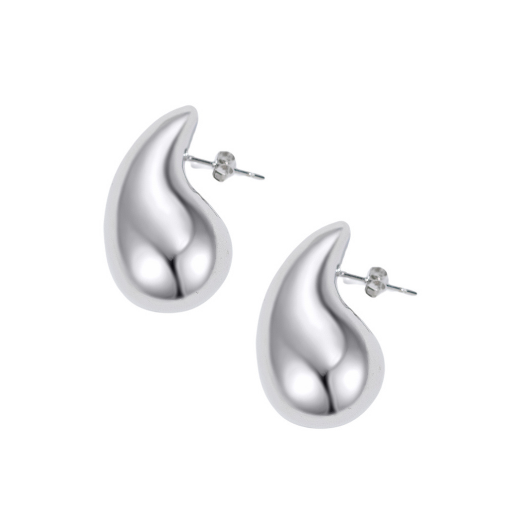 Large Indra Teardrop Earrings in Silver