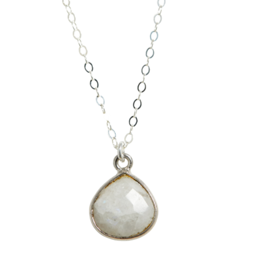 Moonstone Teardrop Necklace in Silver