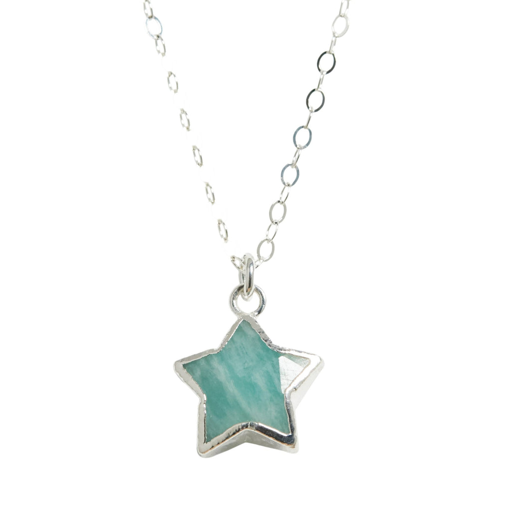 Silver Star Necklace in Amazonite