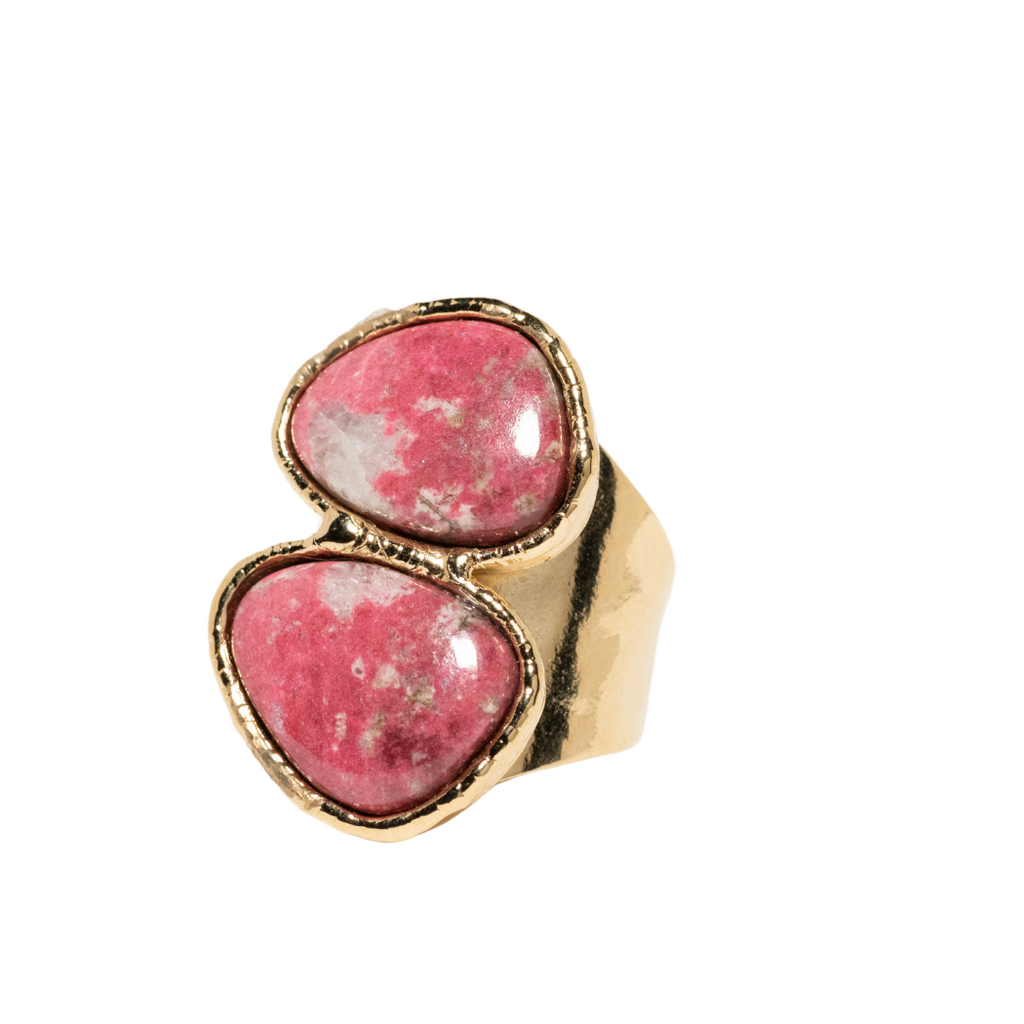 Double Pink Jasper Cocktail Ring