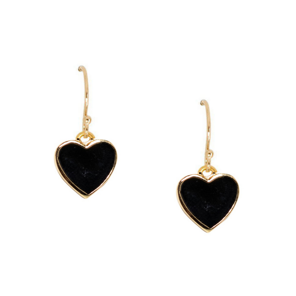 Mini Black Heart Earrings