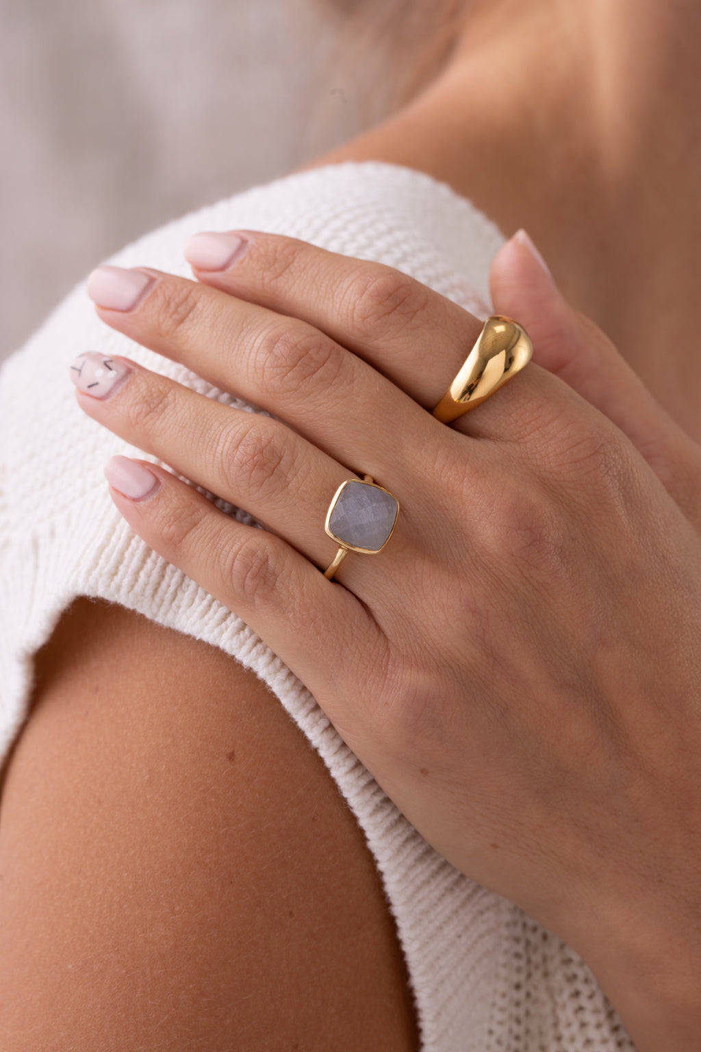 Square Ring in Moonstone