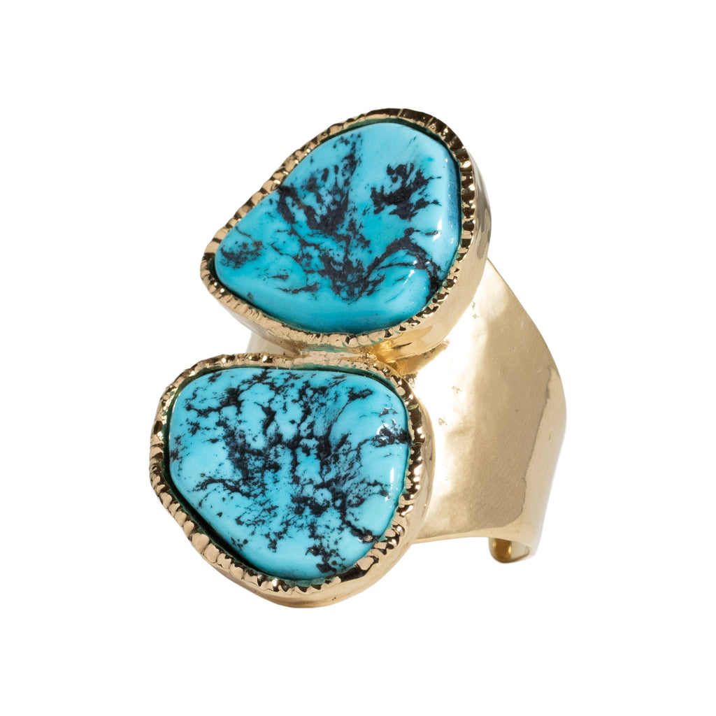 Double Turquoise Oval Cocktail Ring