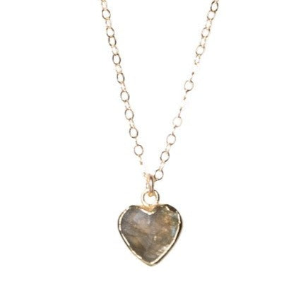 Heart Necklace in Labradorite