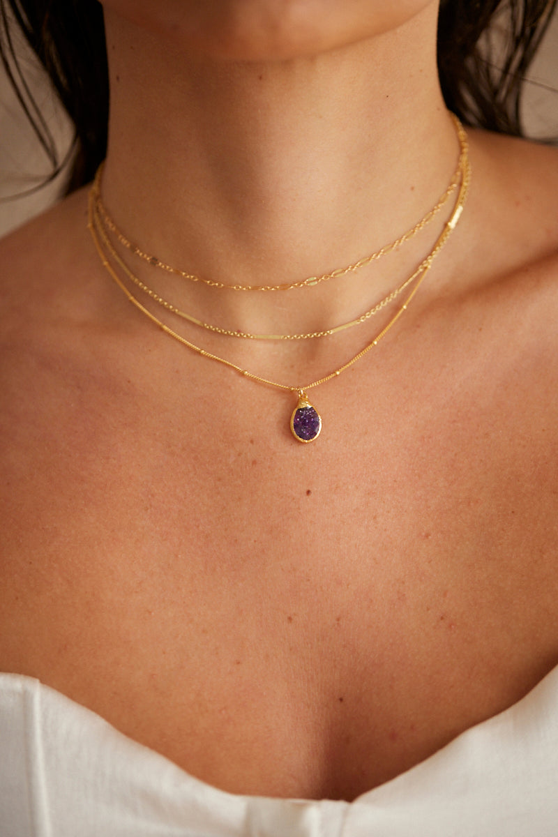 Purple Goldstone Necklace