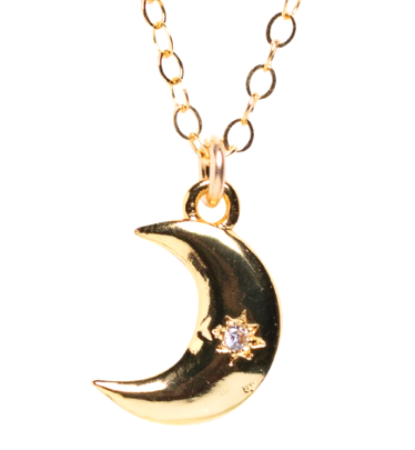 Mini Crescent Moon with CZ necklace