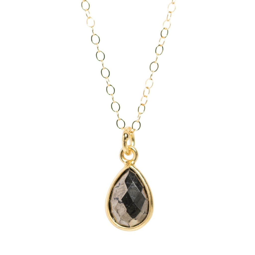 Mini Pyrite Teardrop Necklace Gold