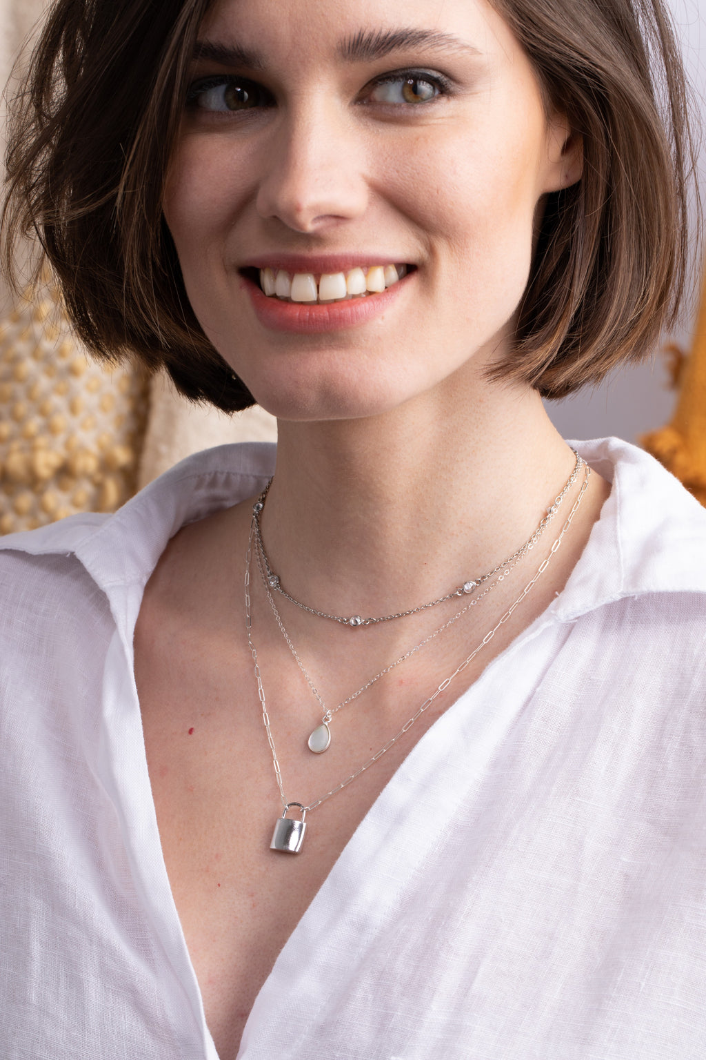 Mini Pearl Teardrop Necklace in Silver