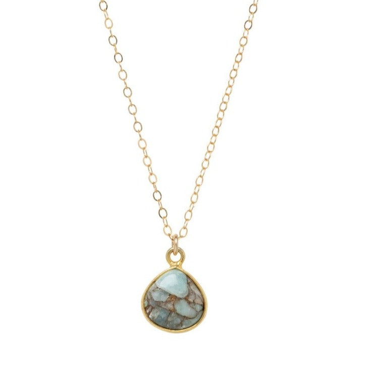 Teal Turquoise Teardrop Necklace