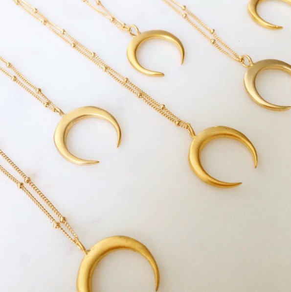 Crescent Necklace in Gold-Necklaces-Waffles & Honey Jewelry-Waffles & Honey Jewelry