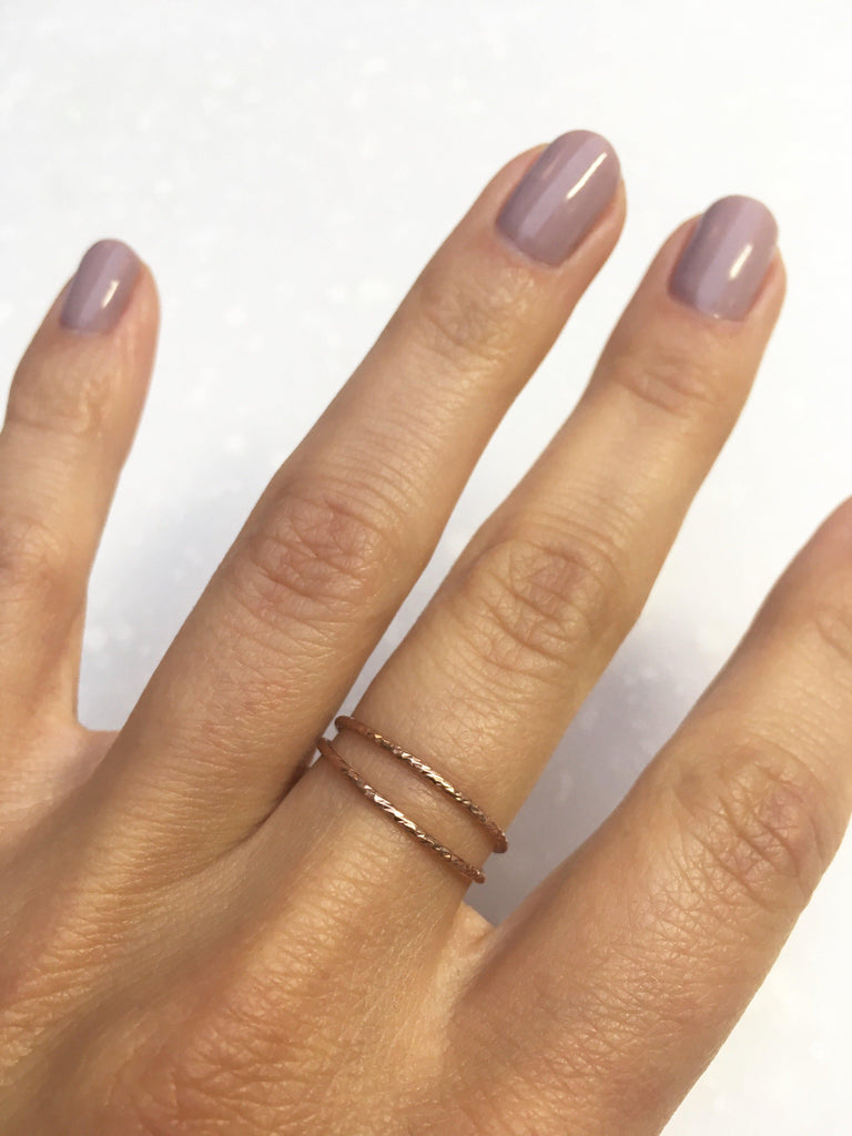 Hammered Rose Gold Stacking Ring-Rings-Waffles & Honey Jewelry-Waffles & Honey Jewelry