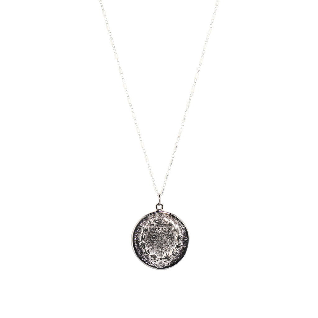 Long Roman Coin Necklace in Silver-Necklaces-Waffles & Honey Jewelry-Waffles & Honey Jewelry