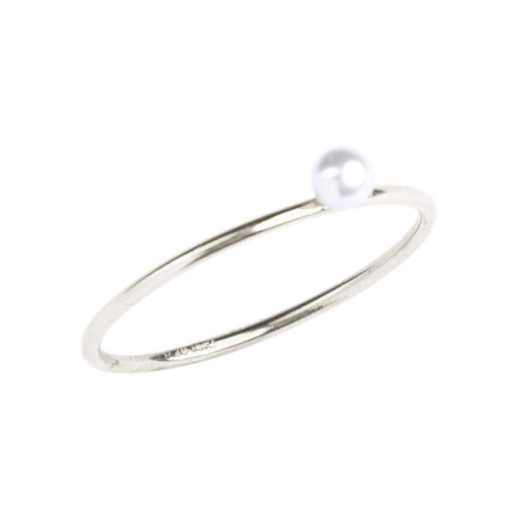 Pearl Stacking Ring in Silver-Rings-Waffles & Honey Jewelry-Waffles & Honey Jewelry