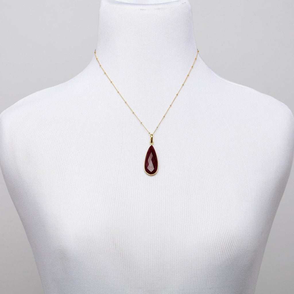 Teardrop Necklace in Ruby-Necklaces-Waffles & Honey Jewelry-Waffles & Honey Jewelry
