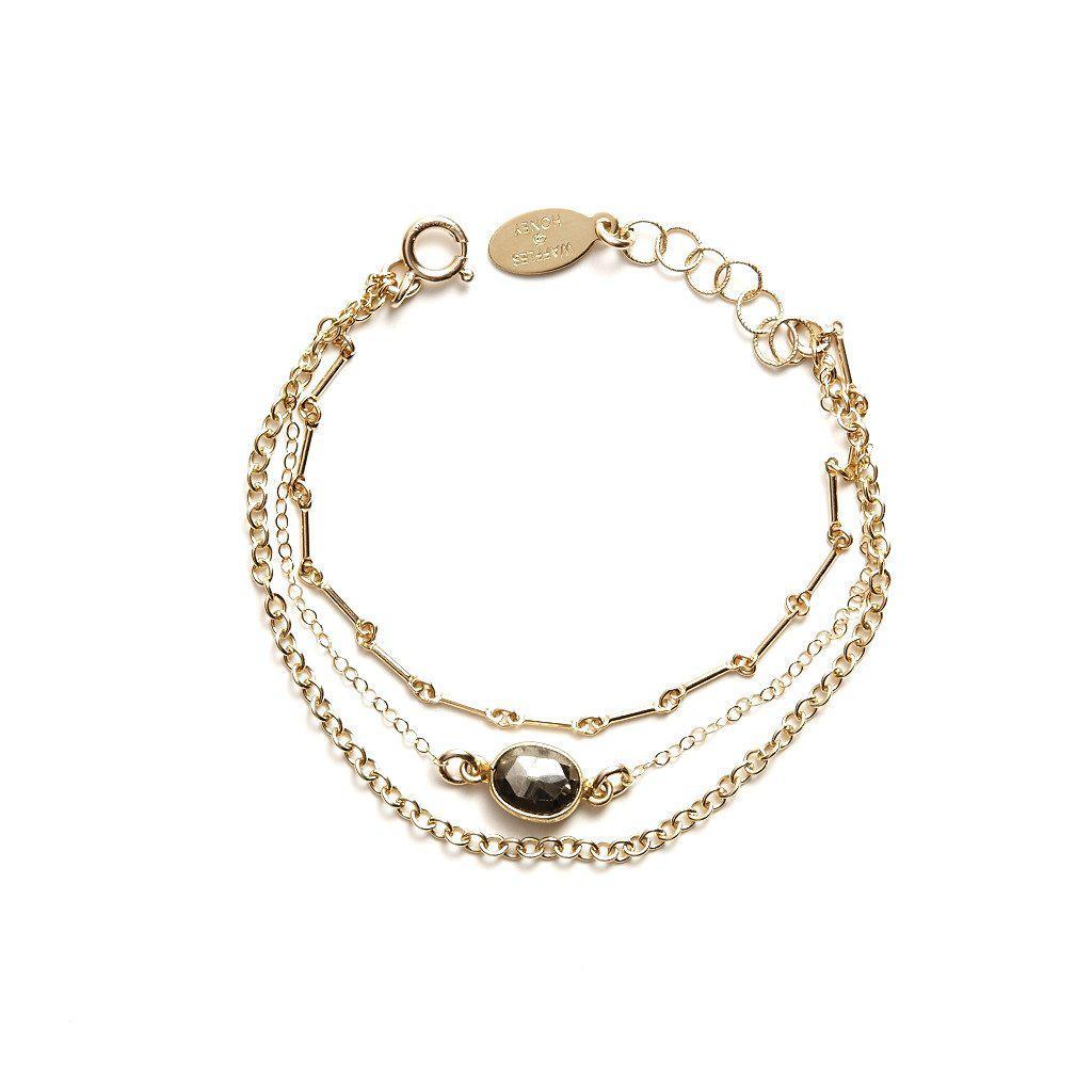 Triple Chain Bracelet in Pyrite-bracelet-Waffles & Honey Jewelry-Waffles & Honey Jewelry