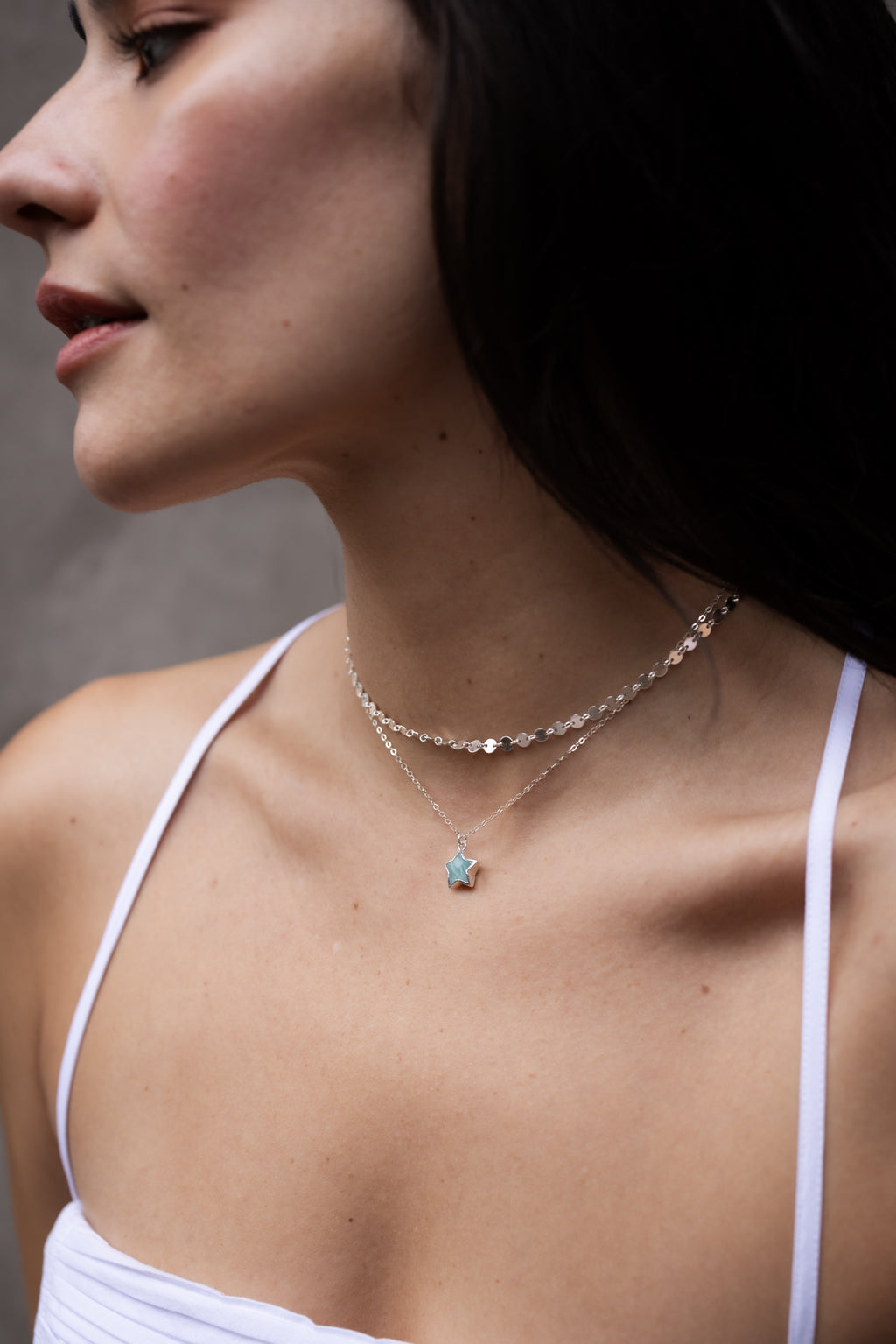 Silver Star Necklace in Amazonite