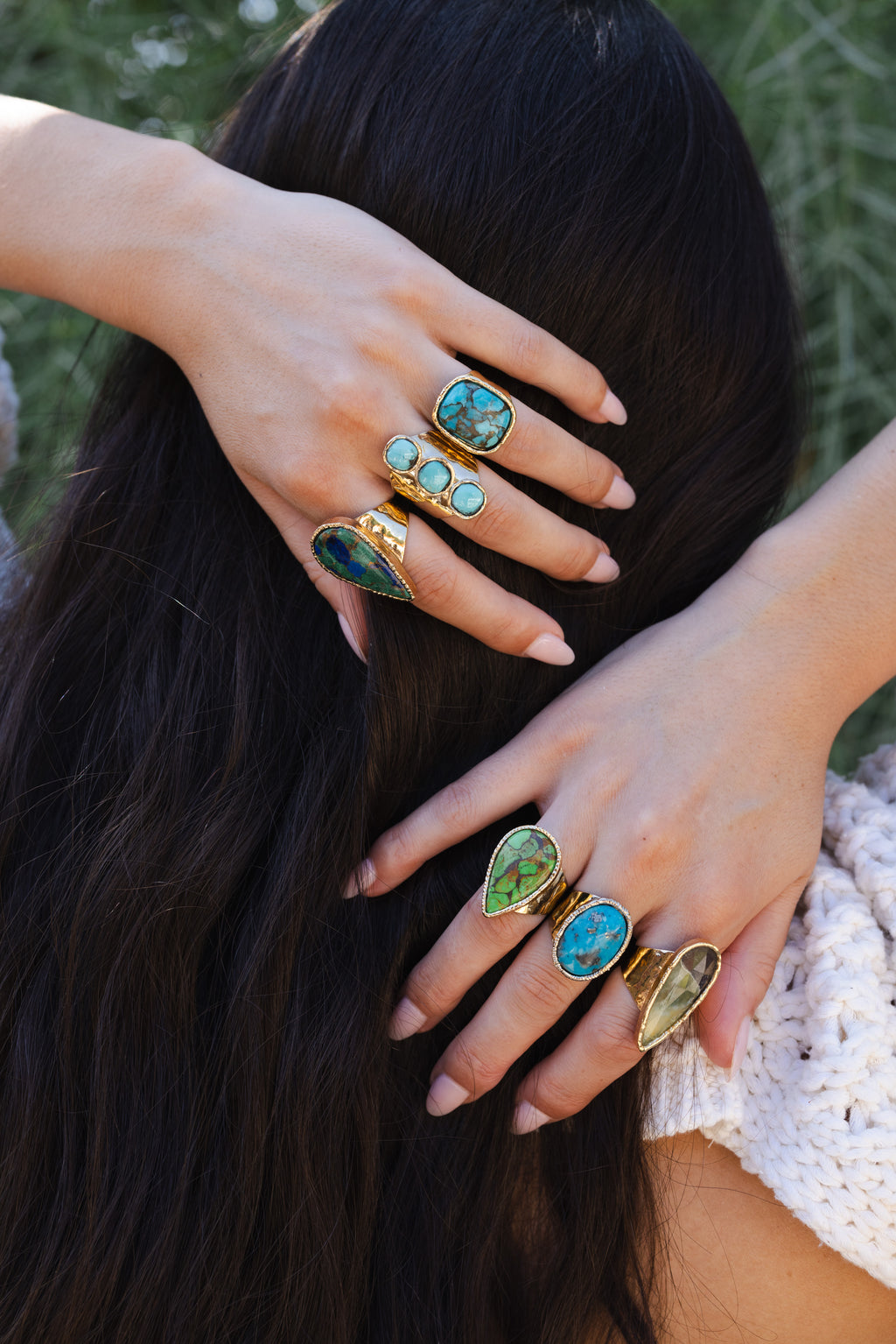 Triple Round Turquoise Cocktail Ring