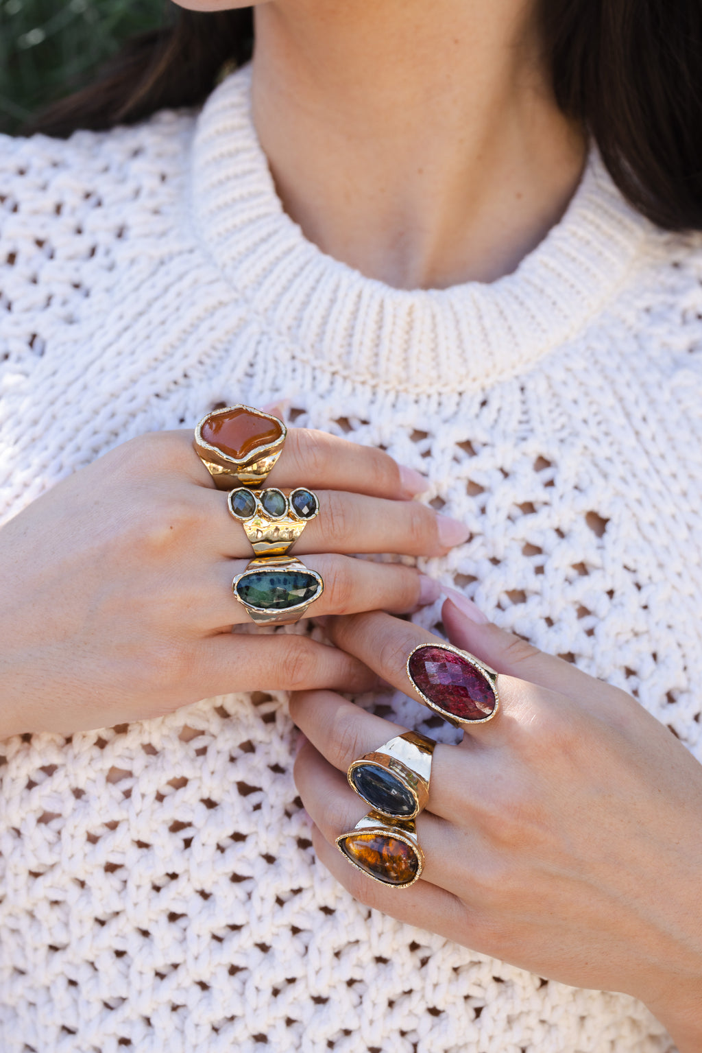 Labradorite Oval Cocktail Ring