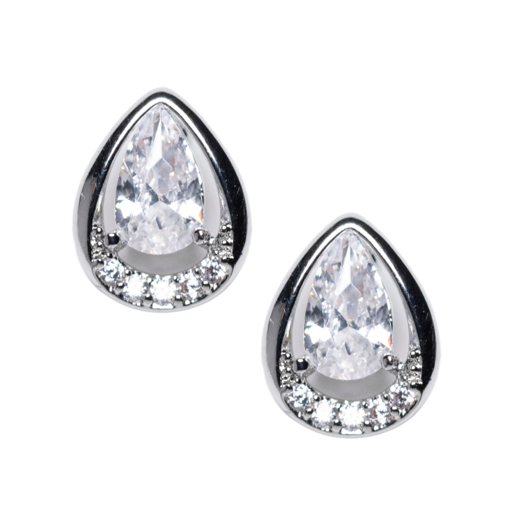 Alexandra CZ Teardrop Earrings in Silver