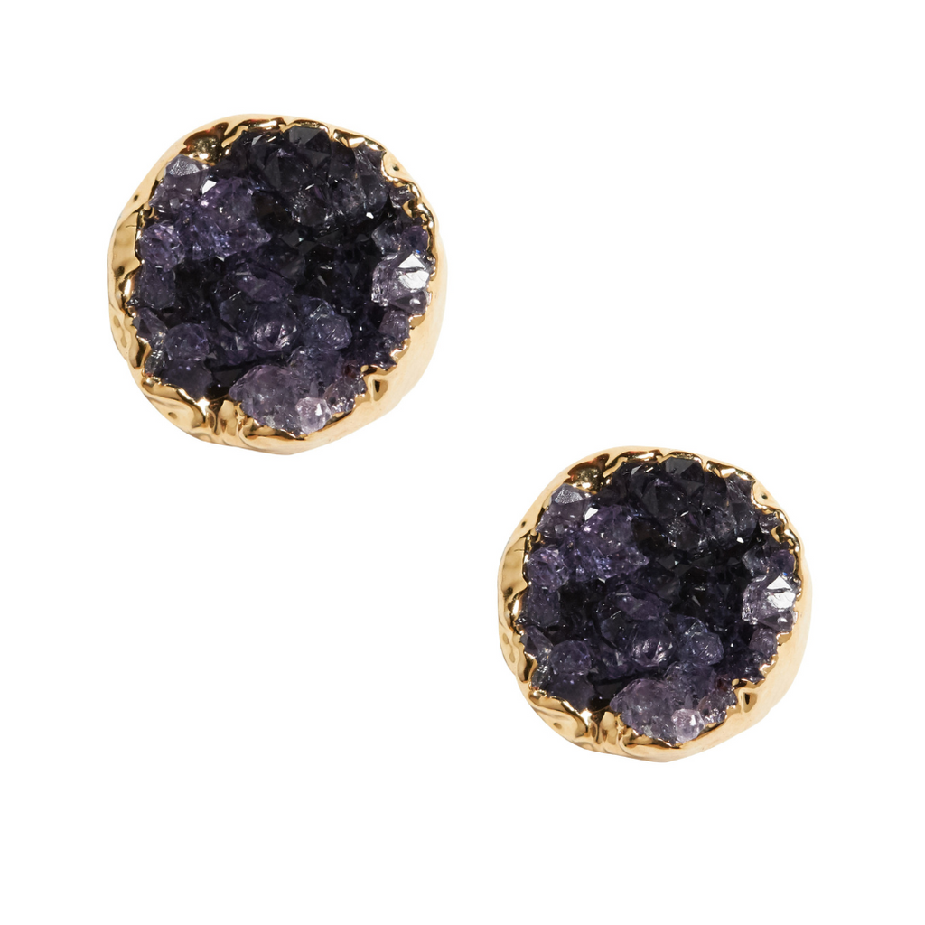 Amethyst Druzy Studs