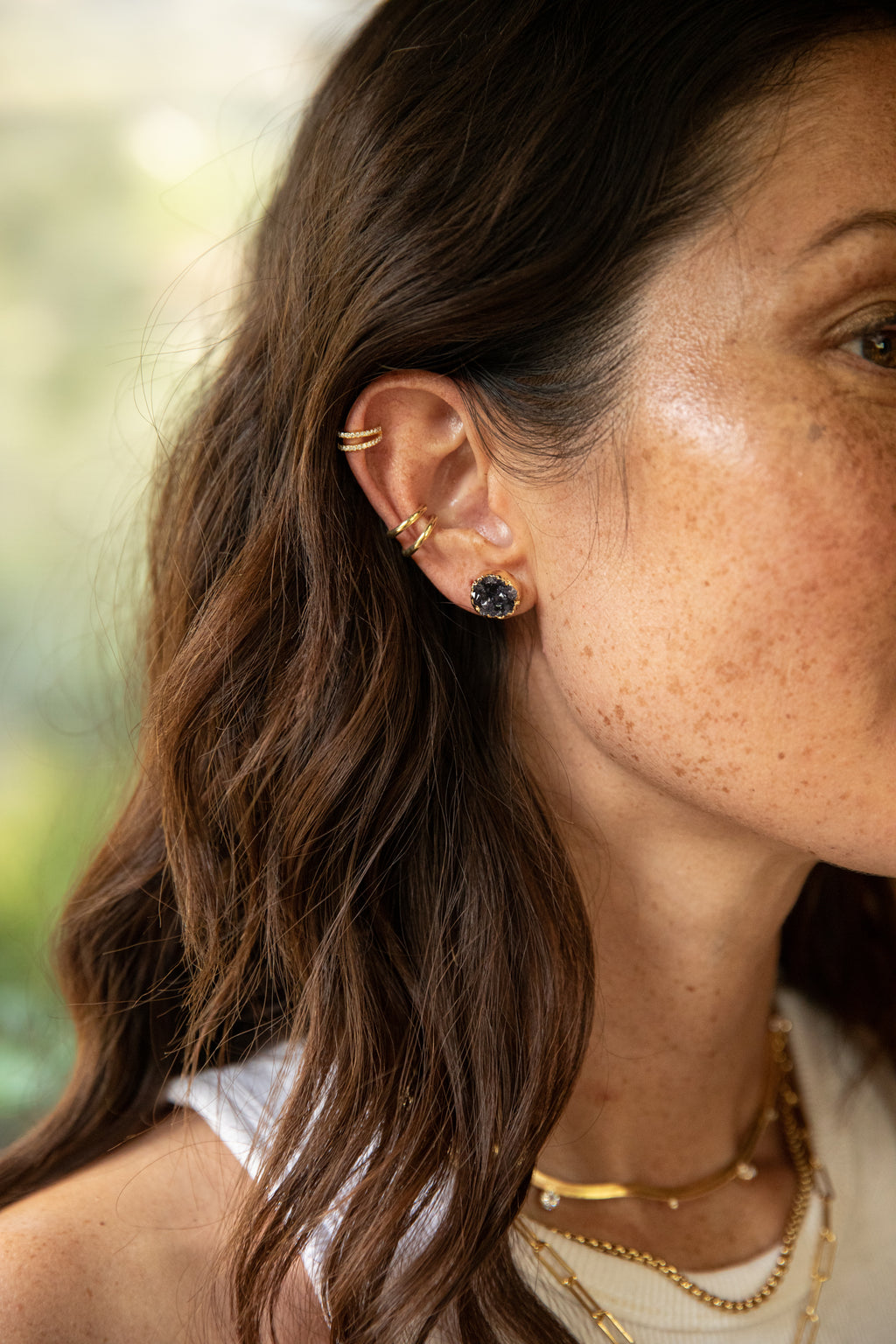 Amethyst Druzy Studs