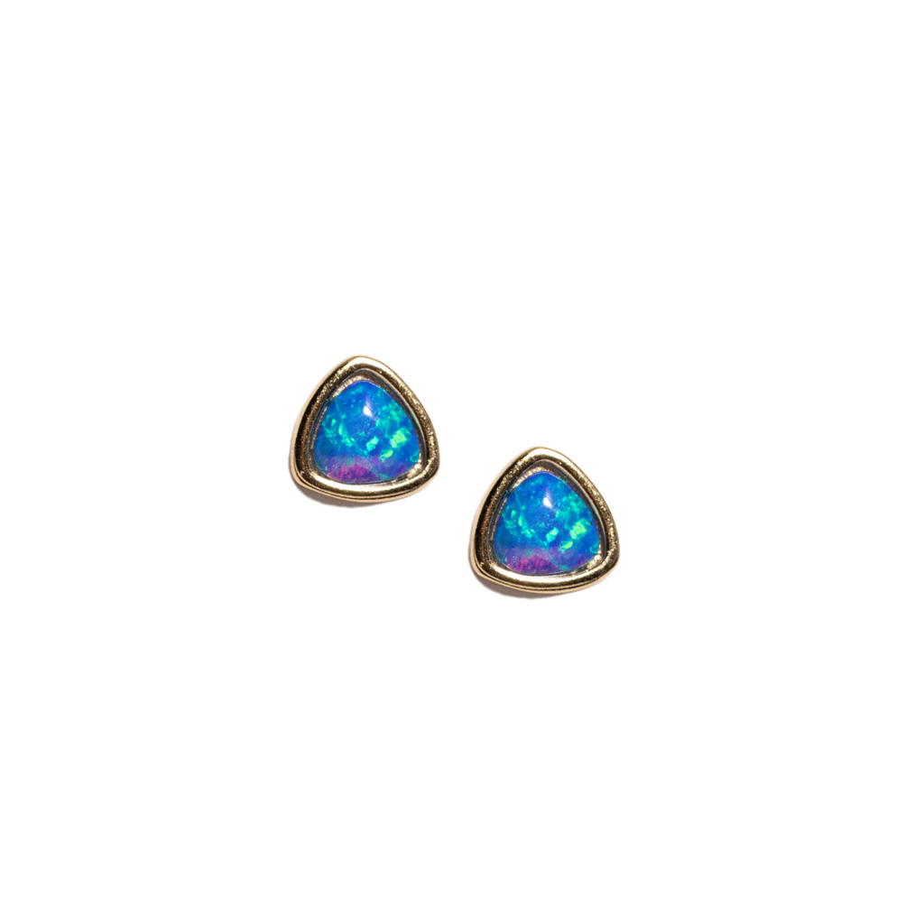 Blue Opal Trillion Earrings