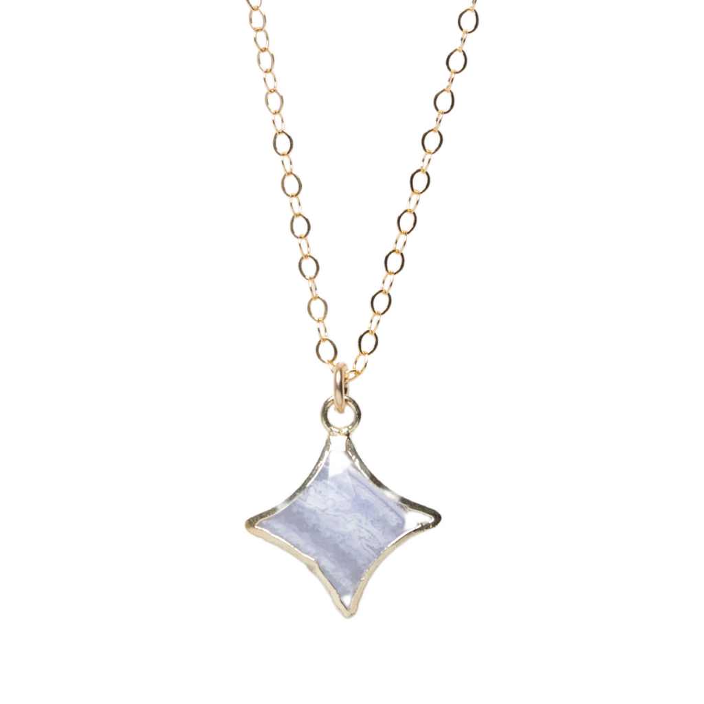 Celeste Star Necklace in Blue Lace Agate
