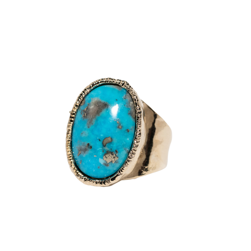 Copper Infused Turquoise Oval Cocktail Ring