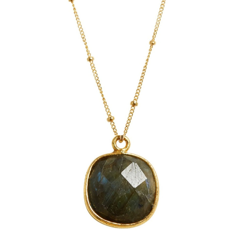 Cushion Cut Necklace in Labradorite