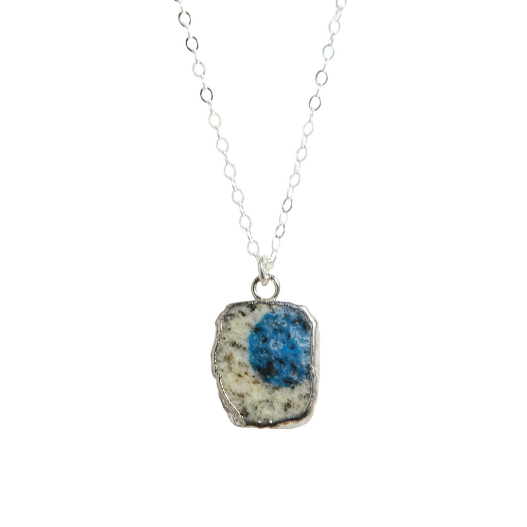 Freeform Blue Jasper Necklace in Silver