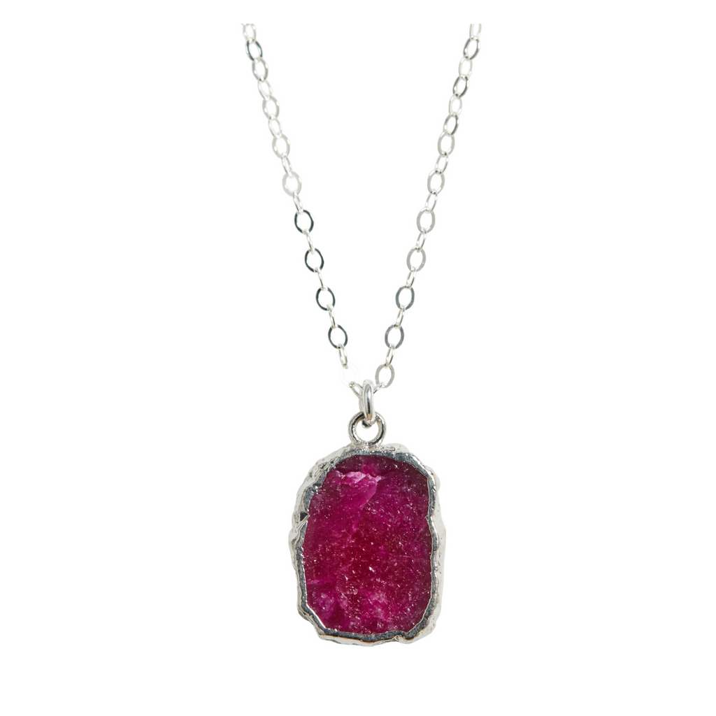 Freeform Ruby Necklace in Silver