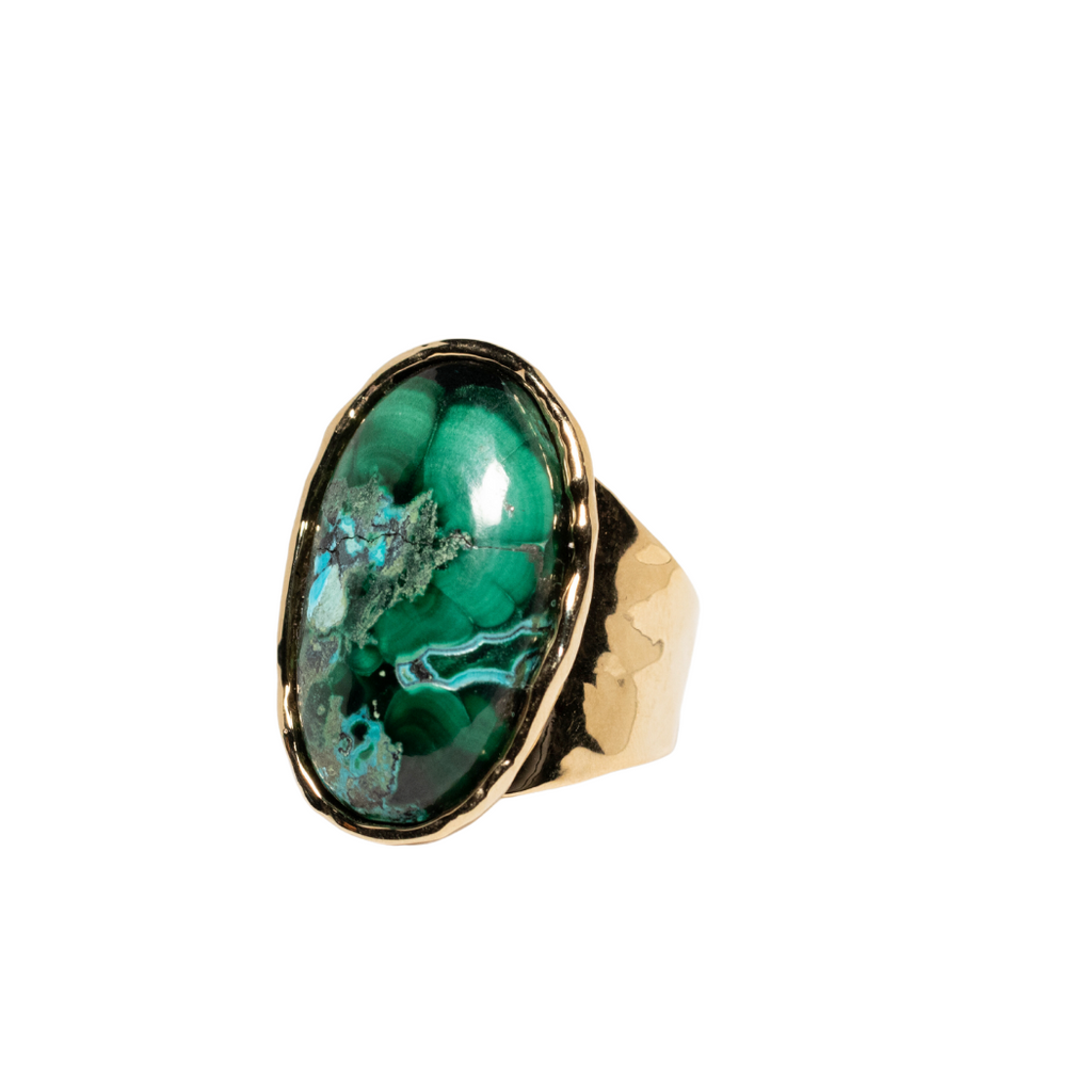 Malachite Oval Cocktail Ring