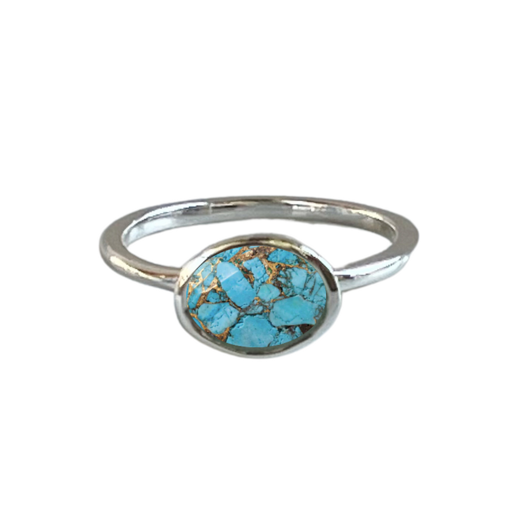 Mila Ring in Copper Infused Turquoise in Silver