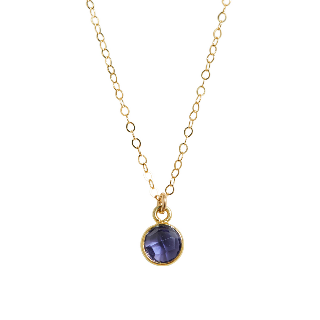 Mini Purple Iolite Coin Necklace