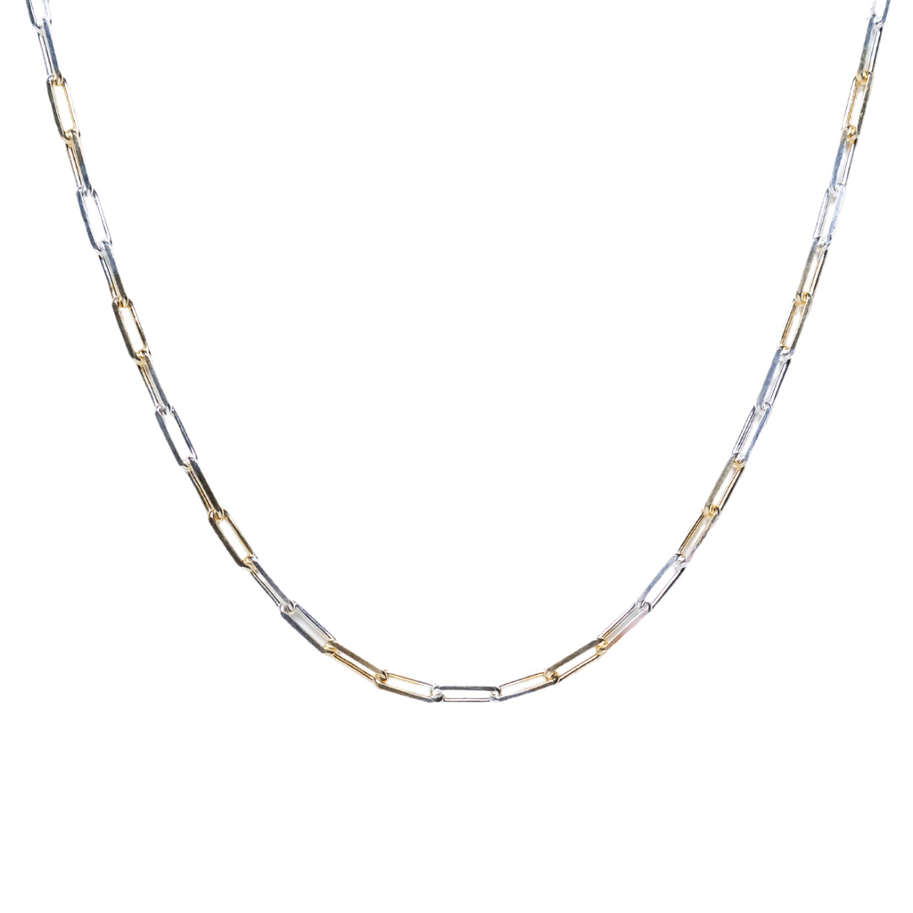 Mixed Metal Rectangle Link Choker