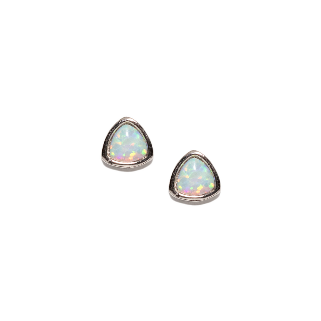 Opal Trillion Earrings in Silver