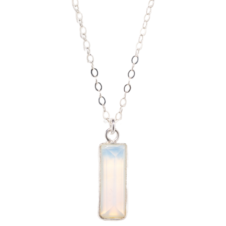 Opalite Bar Necklace in Silver