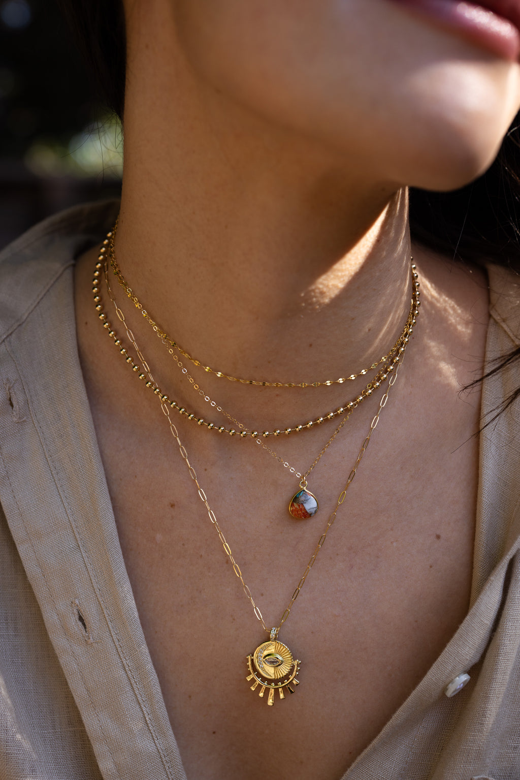 Orange Copper Infused Turquoise Necklace