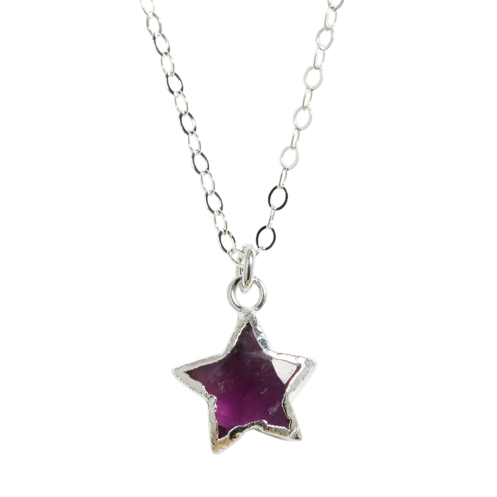 Silver Star Necklace in Amethyst