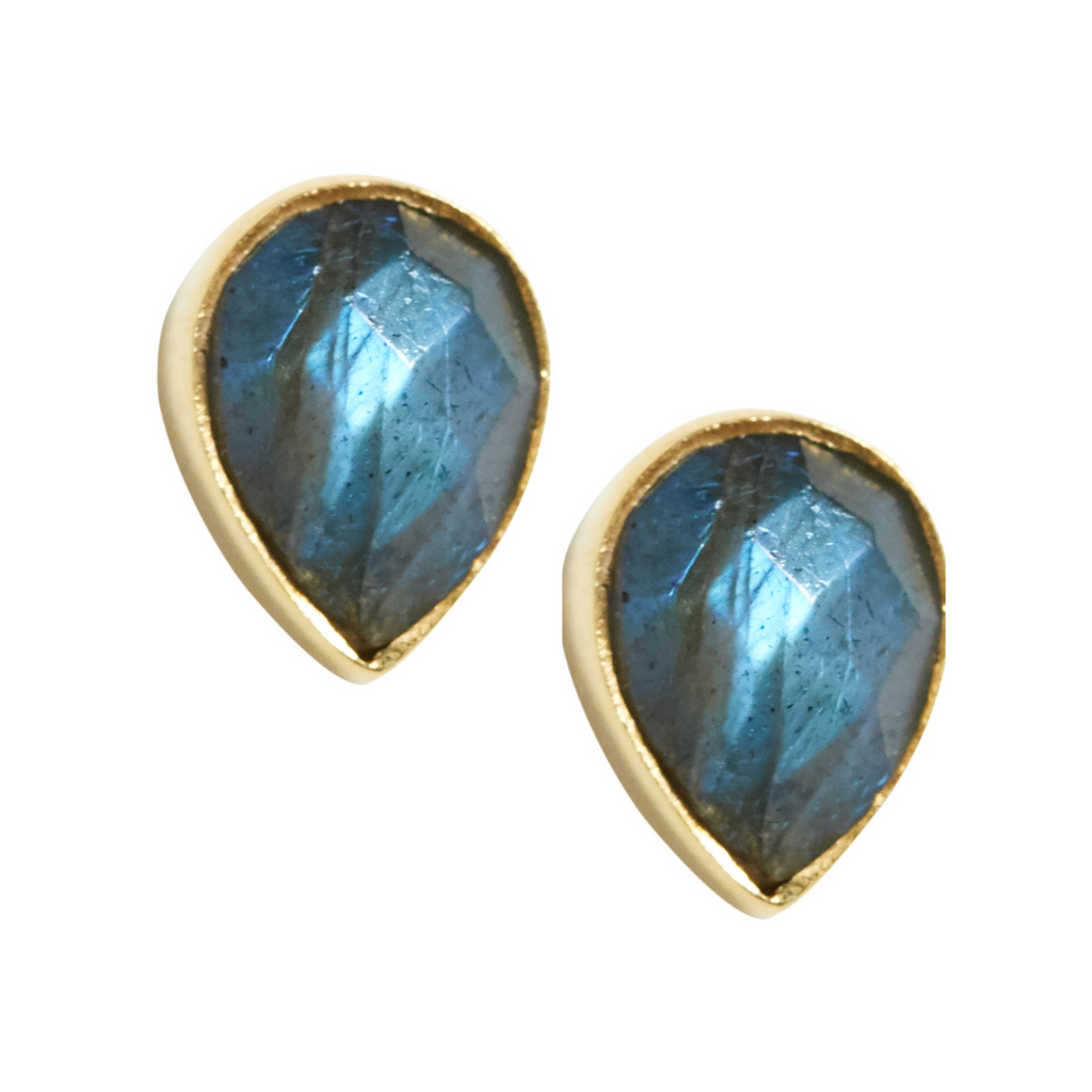 Teardrop Gemstone Studs in Labradorite