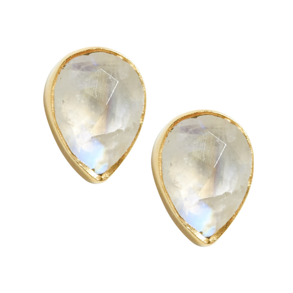 Teardrop Gemstone Studs in Moonstone