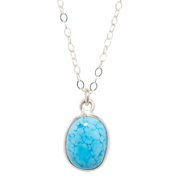Turquoise Oval Necklace in Silver