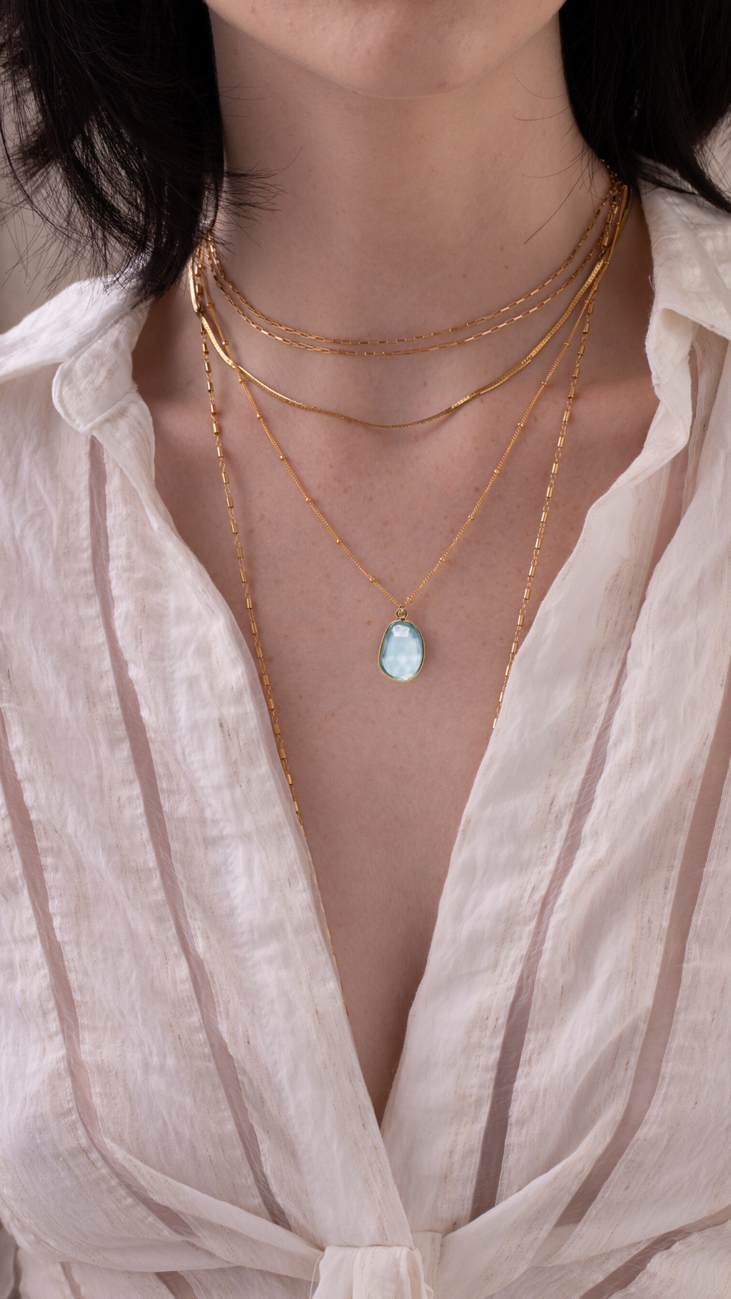 LUX Rose Cut Blue Topaz Necklace