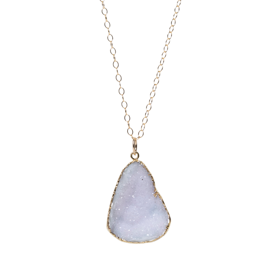 Long Lilac Druzy Necklace