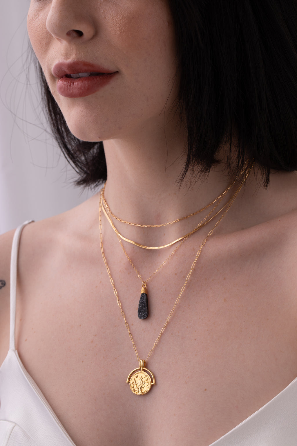 Black Druzy Teardrop Necklace