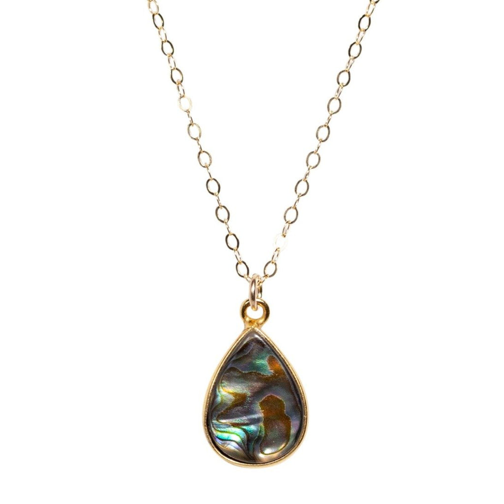 Abalone Teardrop Neckalce - Waffles & Honey Jewelry