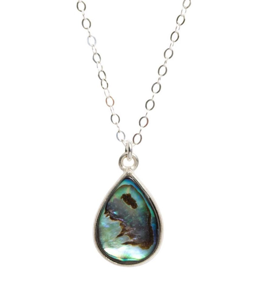 Abalone Teardrop Necklace in Silver